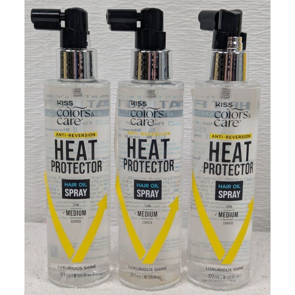 KISS Colors & Care Anti-Reversion Heat Protector Hair Oil Spray Shine - 3 Pack